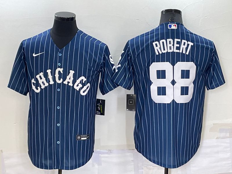 Men Chicago White Sox #88 Robert Blue Stripe Throwback Nike 2022 MLB Jersey->chicago white sox->MLB Jersey